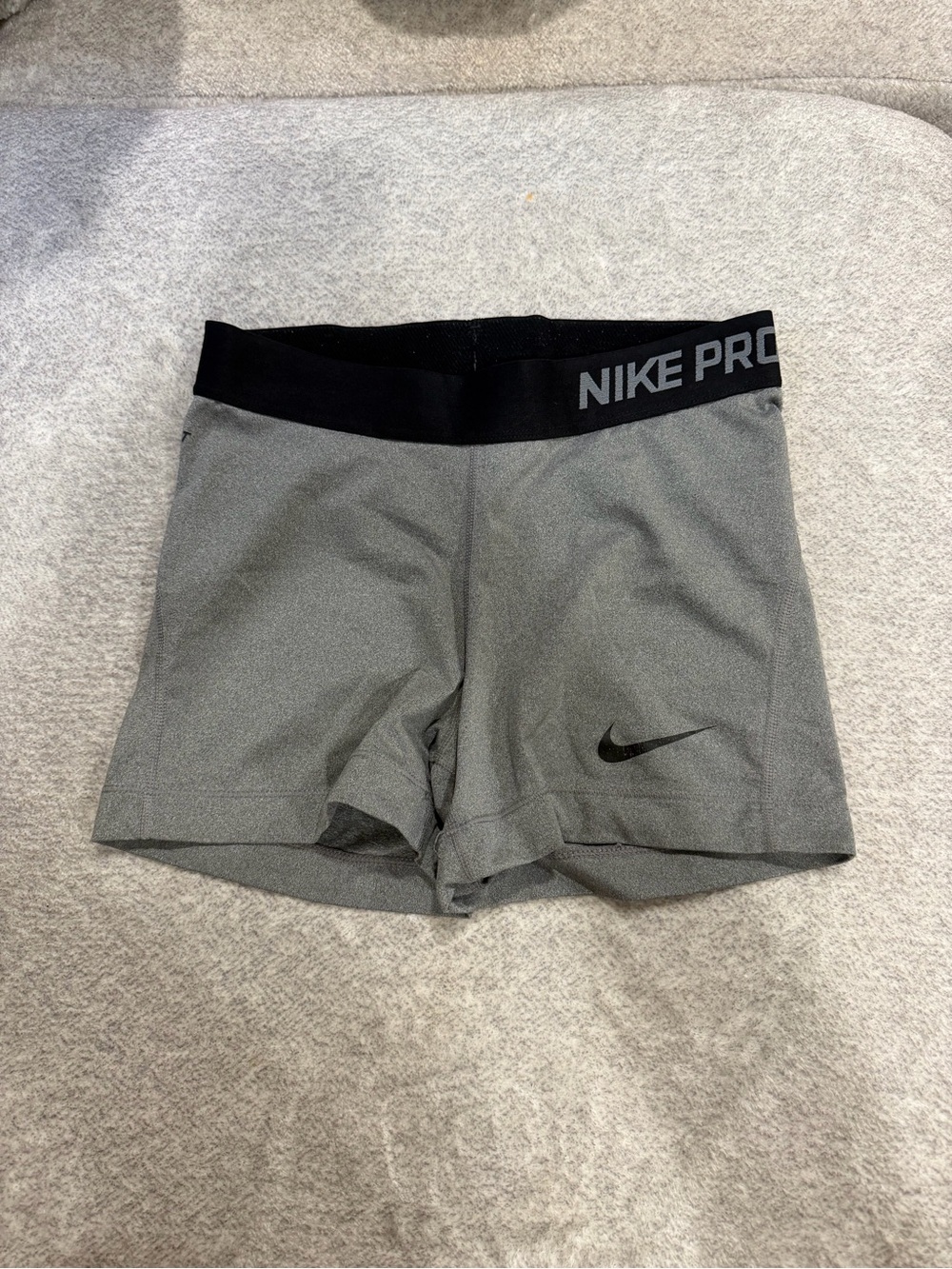 Nike Pro Black Waistband Gray Bike Shorts